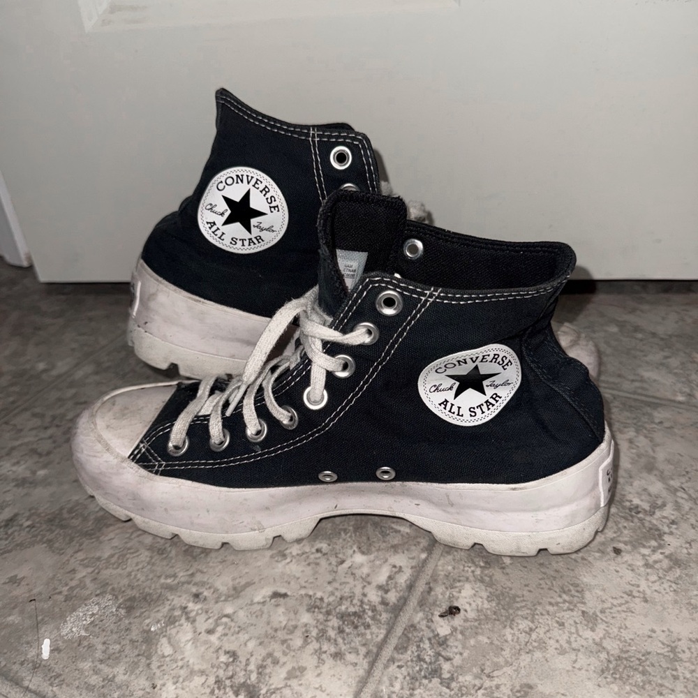 Converse Black High-Top Lugged Platform Sneakers